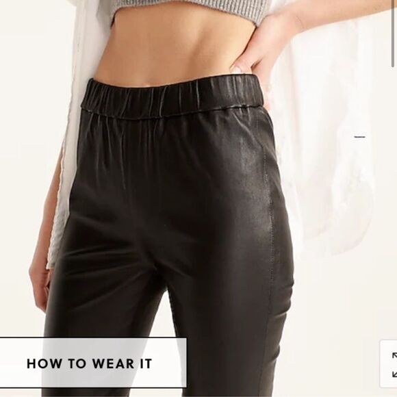J CREW COLLECTION Black lamb leather stretch leggings sz 4 - Picture 2 of 6
